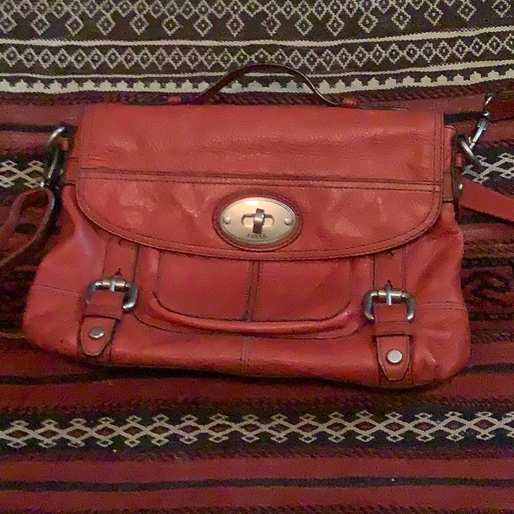 Red Fossil Leather briefbag